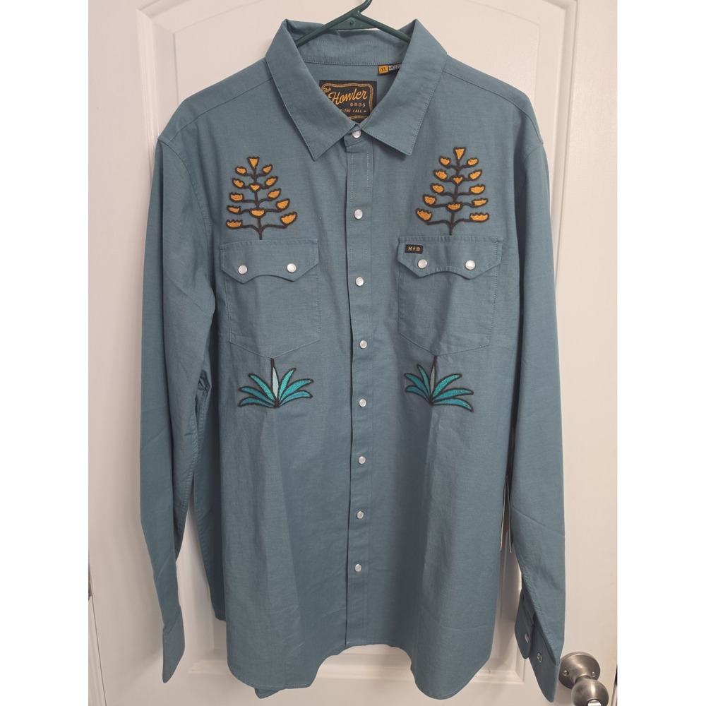 Howler Brothers Crosscut Deluxe Snapshirt Blue Size Xlarge NEW